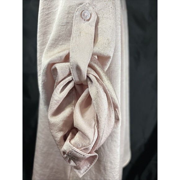 Express Crushed Satin Pink And Gold V-Neck Portofino Size M - Picture 9 of 12